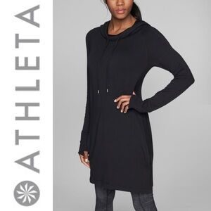 Athleta Pimlico Sweatshirt Dress Hoodie black Dress Sz. XS